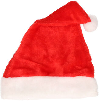 Smiffys Kerstmuts - rood - 52 cm - kinderen - polyester pluche - verkleed accessoires