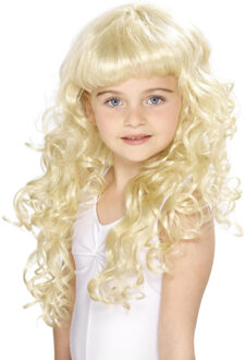 Smiffys Kinderprui - Carnaval - voor meisjes - Lange blonde haren - met krullen en pony