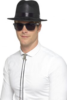 Smiffys Kostuum Hoed Flocked Fedora Zwart