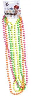 Smiffys Kralen kettingen - 4x - neon kleuren - kunststof - jaren 80 thema - dames Multi