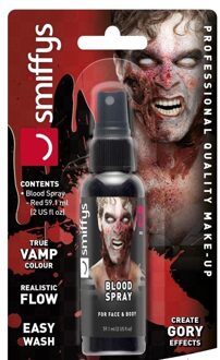 Smiffys Kunstbloed spray - 59 ml - makkelijk afwasbaar - nepbloed - Halloween/horror Rood