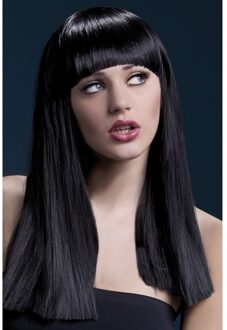 Smiffys Lange Stijle Pruik - Zwart