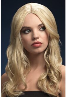 Smiffys Luxe blonde pruik Khloe - voor dames - lang - synthetisch - hittebestendig
