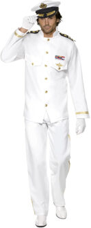 Smiffys Luxe Kapitein kostuum - wit - heren - polyester - compleet set - carnaval - zeeman
