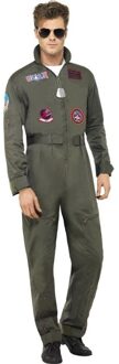 Smiffys Luxe Straaljager Top Gun Piloten Jumpsuit / Kostuum Voor Heren 48-50 (M) Groen