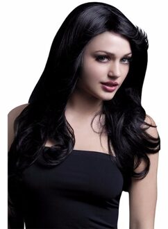 Smiffys Luxe zwarte pruik lang