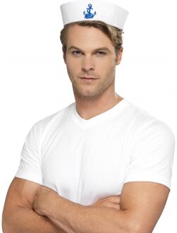 Smiffys Matrozen verkleed pet - met anker - volwassenen - muts piloot/matroos Wit