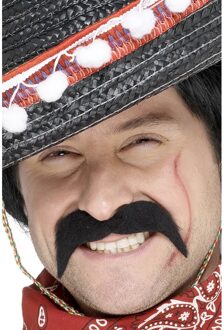 Smiffys Mexicaanse/cowboy nep/plak snor - 2x stuks - verkleden - zwart - nepsnorren - plaksnorren
