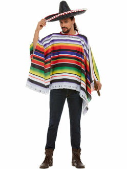 Smiffys Mexicaanse poncho - verkleedkleding - voor volwassenen - feestartikelen - kostuum - One size