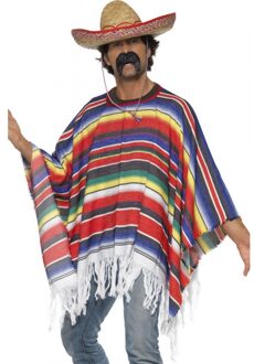 Smiffys Mexicaanse poncho verkleedkleding voor volwassenen