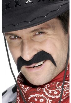 Smiffys Nep snor - 2x - zwart - plak snor - cowboys - mexiaanse snor - carnaval