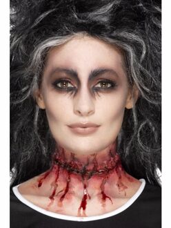 Smiffys nepwonden - Halloween - gehechte nepwond in de nek - latex - Horror thema Multi