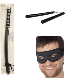 Smiffys Ninja verkleed accessoires/wapens set - 3 delig - voor kinderen en volwassenen - kunststof