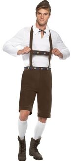 Smiffys Oktoberfest - Bruine Oktoberfest lederhosen voor heren - Bierfeest kostuum 48-50 (M)