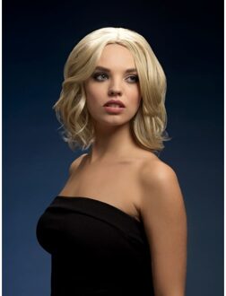 Smiffys Olivia verkleed pruik - blond kort haar - dames - luxe damespruik - Carnaval - verkleedpruik