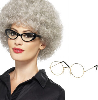 Smiffys Oma Sarah carnaval verkleed set pruik en brilletje