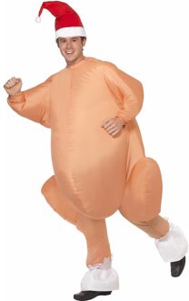 Smiffys Opblaasbaar kalkoen kostuum - voor volwassenen - kerst kostuum Multi