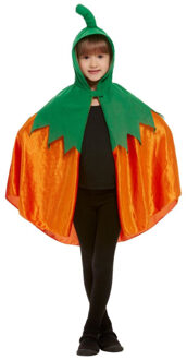 Smiffys Oranje fluweelachtige pompoen cape met capuchon voor kinderen - Accessoires > Capes