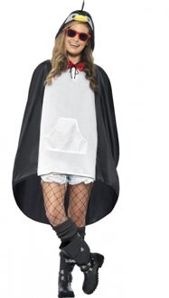 Smiffys Party regenponcho - verkleedpak - dierenpak - pinguin - dames - zwart