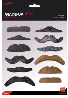 Smiffys Party verkleed nepsnorren - 12 stuks - plaksnorren - carnaval - party fun Multi