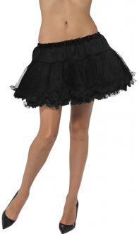 Smiffys Petticoat rok kort - zwart - dames - polyester - tutu - onderrok - verkleedkleding