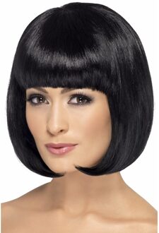 Smiffys Pieten pruik zwart kort haar boblijn voor dames