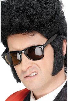 Smiffys Plak bakkebaarden - zwart - 2x stuks - verkleden - carnaval - Elvis/Blue brothers - rock n roll