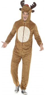Smiffys Pluche dierenpak rendier - carnaval verkleed kostuum - bruin - volwassenen