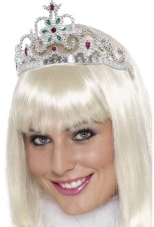 Smiffys Prinsessen tiara/verkleed kroontje - zilver - voor dames