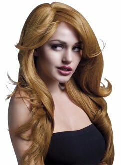 Smiffys Professionele bruine damespruik met krullen