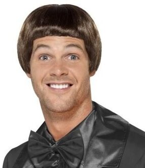 Smiffys Pruik 90s Bowl Cut Bruin