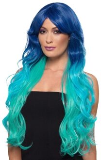 Smiffys Pruik Fashion Mermaid Wavy Extra Long Blauw/Groen