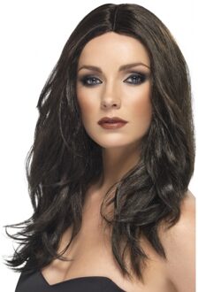 Smiffys Pruik Superstar donkerbruin lang