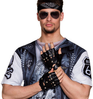 Smiffys Punkers/Bikers verkleed handschoenen voor volwassenen - Carnaval artikelen - accessoires - zwart