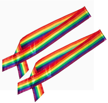 Smiffys Regenboog sjerp - 2x - volwassenen - Pride parade - liefde - lhbtiqa+