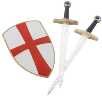 Smiffys Ridder set verkleed speelgoed zwaarden met schild 49 cm - Speelgoed wapens sets Multi