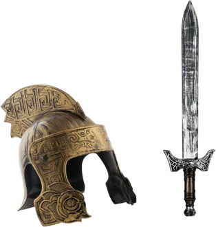 Smiffys Ridder verkleed set helm en wapens zwaard 68 cm voor volwassenen