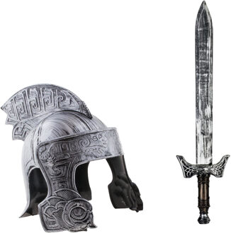 Smiffys Ridder verkleed set helm en wapens zwaard 68 cm voor volwassenen