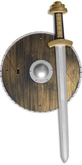 Smiffys Ridder verkleed speelgoed wapens set - zwaard met schild - goud/zwart - voor volwassenen