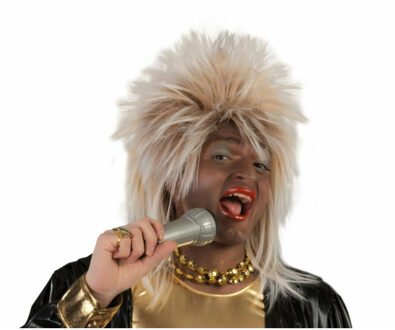 Smiffys Rockster damespruik Tina - blond - foute party - jaren 80/90 feest