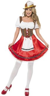 Smiffys Rode/bruine Tiroler dirndl verkleed kostuum/jurkje voor dames Multi