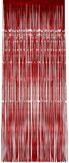 Smiffys Rode folie deurgordijnen 2 x 1 meter - Feestdeurgordijnen Rood