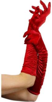 Smiffys Rode lange glanzende handschoenen