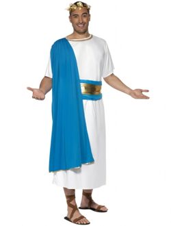 Smiffys Romeinse Toga verkleedkleding - heren - carnaval outfit - wit/blauw