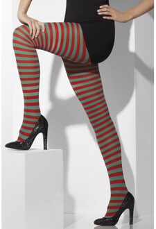 Smiffys Rood-groen gestreepte panty