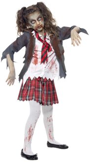 Smiffys "Schoolmeisje zombie Halloween kostuum voor kinderen  - Kinderkostuums - 122/134"