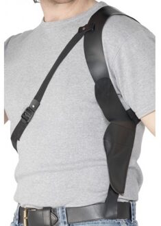 Smiffys Schouder holster - zwart - leder look - verkleedaccessoires - pistool houder