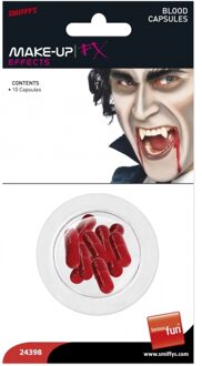Smiffys Set van 10x horror bloed capsules - Nepbloed voor Halloween - verkleed accessoires - kapot bijten Rood