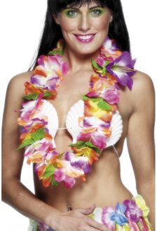 Smiffys Set van 8x stuks hawaii krans/tropische bloemenslinger gekleurde bloemen