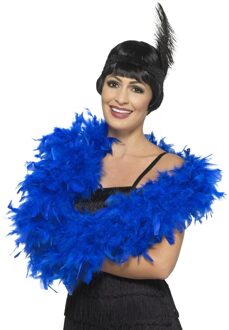 Smiffys Smiffy's Luxe veren boa - blauw - 180 cm - 80 gram - carnaval verkleed spullen/accessoires